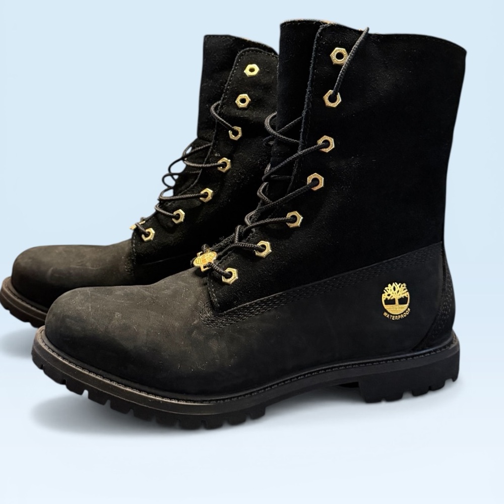 Timberland Black Boots with Gold Accents